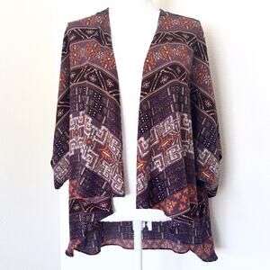 Voom by Joy Han Amara purple open top cardigan print Small S